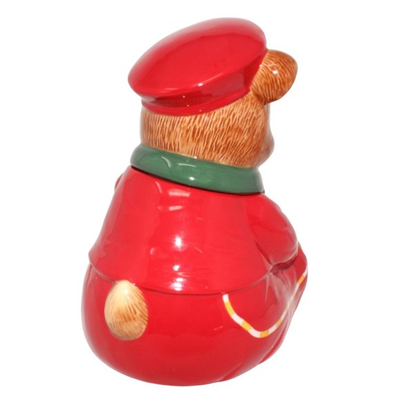 Harry & David 2010 Le Cubby Delivery Mailman Christmas Bear Cookie Jar Container - Picture 4 of 14